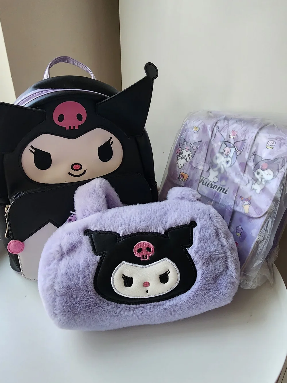 Kuromi Plush Crossbody Bag in Lavender